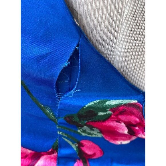 Near Moon Women's Maxi Dress Size 0 Blue Floral 100% Polyester Sleeveless V-Neck - Picture 9 of 16